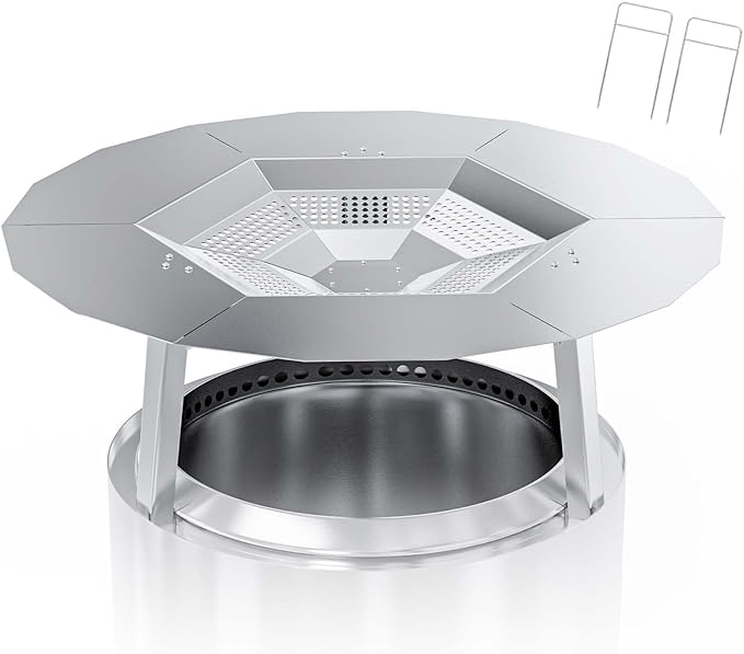 One-Piece 19.5" Heat Deflector Replacement for Solo Bonfire 19.5" Stove Fire Pit,Stainless Steel Heat Diffuser Accessories with 3 Support Leg for Most 19.5inches Outdoor Indoor Backyard Fire Pit