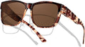 ANDWOOD Fit Over Glasses Polarized Sunglasses for Women Men Oversized Square Shades UV400 Protection