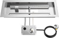 Skyflame Stainless Steel 24" Rectangle Fire Pit Drop-in Burner Kit with Extinguishing Protection Device, Flame Sensing, Electronic Spark Ignition, Gas Hose Connector for Propane