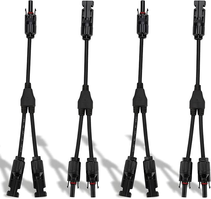 XYRIS Solar Connectors Y Branch Parallel 1 to 2 Adapter Cable Wire Plug Tool Kit for Solar Panel (M/FF+F/MM, 2 Pair)