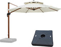 PURPLE LEAF Large 11ft Cream Cantilever Umbrella with Base, Windproof, UV Resistant Fabric