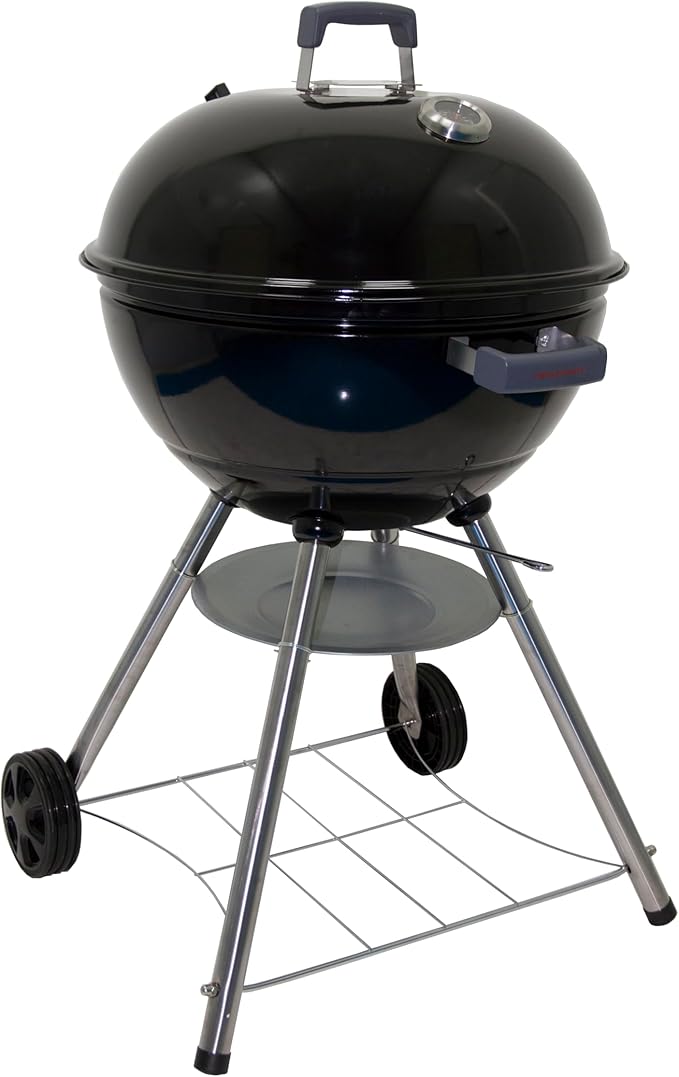 Megamaster 22" Deluxe Charcoal Barbecue Grill with Adjustable Air Vent, Built-In Temperature Gauge, 368 SQ. In Cooking Area, Storage Rack, Portable Grill for Camping, Picnics, and More - 810-23003