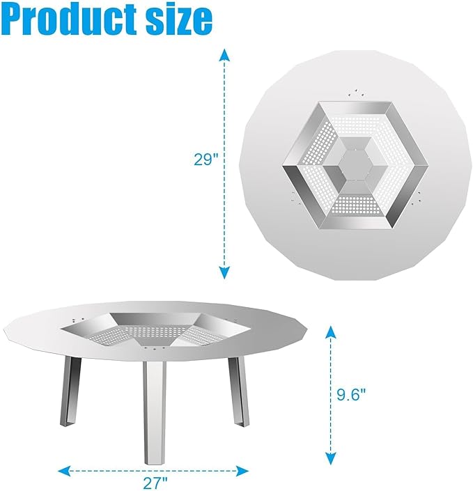 LS'BABQ One-Piece Heat Deflector for Solo Stove Yukon 27", Stainless Steel Heat Diffuser Accessories for Yukon Fire Pit with 3 Leg, for Most 27 inches Outdoor/Indoor Backyard Camping Fire Pit Stove