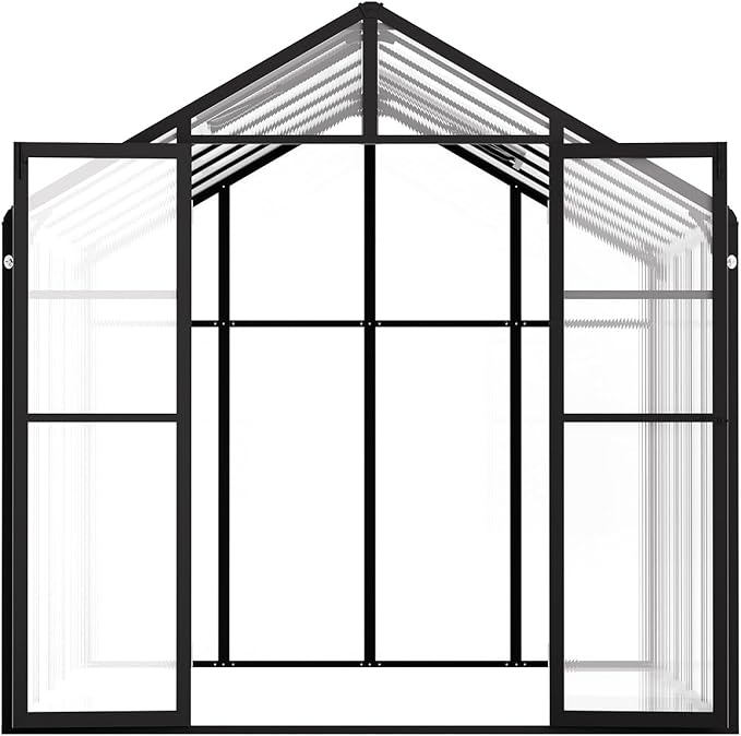 VEVOR Polycarbonate Greenhouse, 8 x 12 Ft, Outdoor Greenhouse with 2 Vent Windows, Pavilion Styled Greenhouse with Hinged Door, Aluminum Large Walk-in Greenhouse Kit for Outside Garden Backyard