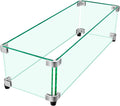 Fire Pit Wind Guard, 23.5" x 7.5" Square Tempered Glass Wind Shield for Firepit & Fire Table, Thick Glass and Easy Installation with Included Tools, Airflow Management for Stable Flame