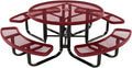 COATEDOUTDOORFURNITURE Heavy-Duty Portable Outdoor Kids Table with Umbrella Hole, Expanded Metal Kids Picnic Table, Commercial-Grade, Made in America (46 in, Round, Childrens, Burgundy)