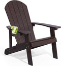 Adirondack Chair, All Weather Resistant Plastic Chairs with Cup Holder, 5 Easy Steps to Install, Outdoor Chairs for Patio, Garden, Backyard Deck, Lawn, Fire Pit - Brown