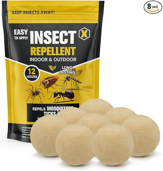 Bug and Tick Repellent, Bug Repellents Outdoor, Tick Deterrent for Yard, Spider Repellant, Roach Repellent Indoor, Repel Ants, Fleas, Spiders, Fly, Silverfish & Other Pest-8P