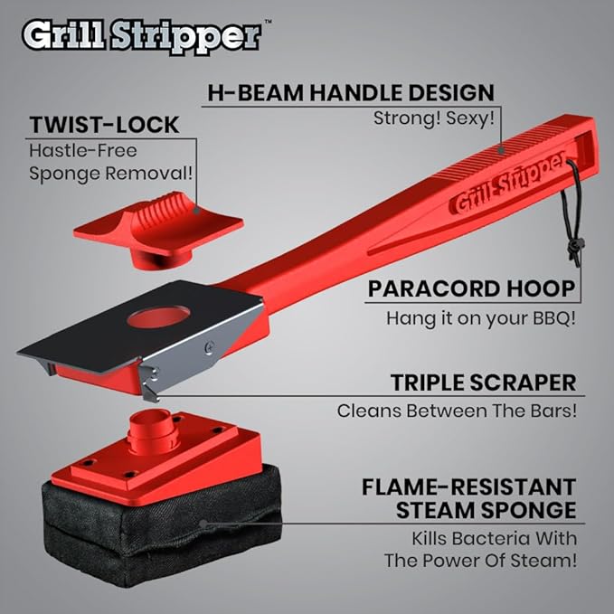 GRILL STRIPPER Replaceable Flame-Resistant Aramid Fiber-Reinforced Scrubbing Sponge