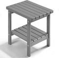 PASAMIC 2-Tier Adirondack Square Outdoor Side Table, HDPE Small Outdoor Table, Patio End Table for Patio, Pool, Backyard, Weather-Resistant (Grey)