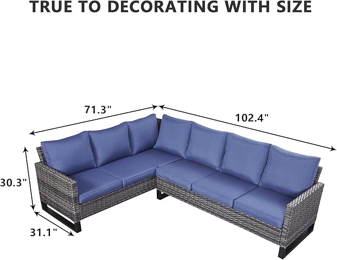 HUMMUH Patio Furniture 10 Piece PE Wicker 6-Seater Outdoor Sectional Sofa Patio Swivel Chairs Outdoor Chairs with Tables for Porch,Garden,Backyard,Deck