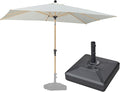 PURPLE LEAF 6.5' x 10' Outdoor Umbrella with Base Patio Umbrella Rectangular Outdoor Table Umbrella with Push Button Tilt & Crank and 8 Ribs Aluminum Market Umbrella for Backyard Deck, Cream