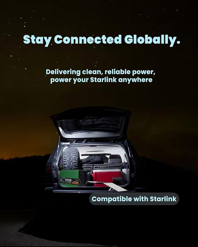 5000 Watt Pure Sine Wave Power Inverters, DC 12V to 110V Inverter with 0 AWG Battery Cables, Remote & LCD Panel Control, 4 AC Outlets, 5V/3.1A USB, 20W USB C, 10000 W Surge for RV, Truck, Off Grid