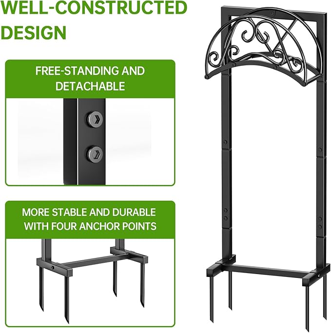 GREENER Garden Hose Holder GREENER Detachable Water Hose Holder Freestanding Heavy Duty Metal Hose Hanger Holds 150-feet Hose,Outdoor Hose Holder Storage For Outside Yard Lawn,Black