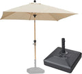 PURPLE LEAF 8' x 8' Square Outdoor Table Umbrella with Base Patio Umbrella Aluminum Market Umbrella with Push Button Tilt & Crank and 8 Ribs Outdoor Umbrella for Pool Backyard Beach, Beige