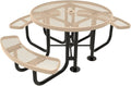 COATEDOUTDOORFURNITURE Heavy-Duty Portable Outdoor Picnic Table with Umbrella Hole, Expanded Metal Patio Dining Furniture Made in America (46" Round Top, Tan)