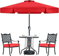 MASTERCANOPY Valance Patio Umbrella for Outdoor Table Market (7.5ft, Red)