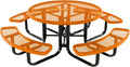COATEDOUTDOORFURNITURE Heavy-Duty Portable Outdoor Kids Table with Umbrella Hole, Expanded Metal Kids Picnic Table, Commercial-Grade, Made in America (46 in, Round, Childrens, Orange)