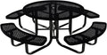 COATEDOUTDOORFURNITURE Heavy-Duty Portable Outdoor Kids Table with Umbrella Hole, Punched Steel Kids Picnic Table, Commercial-Grade, Made in America (46 in, Round, Childrens, Black)