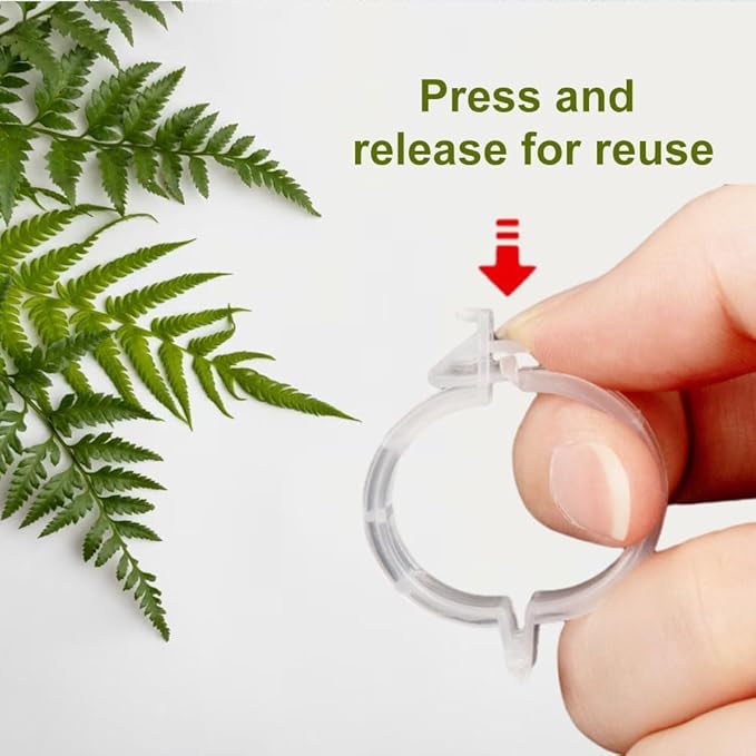 Plant Support Clips Reusable Garden Clips, Secured Plastic Plant Clips, Tomato Support Clips for String Trellis for Climbing Plants Outdoor Indoor Plant Flowers Stem Vine Fixing Clips (50, White)