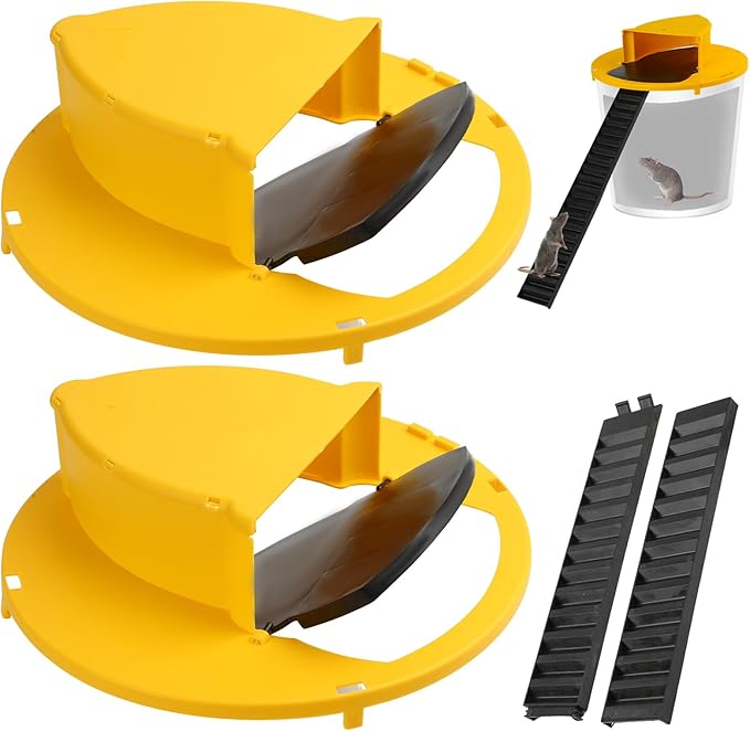 Mouse Trap Bucket Adapted to 5 Gallon Bucket Lid Rat Trap Automatic Reset for Indoor Outdoor Use Reusable (2Packs)