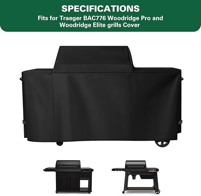 Heavy Duty 600D Grill Cover Fit for Traeger Grills BAC776 Woodridge Pro Grill Cover and Woodridge Elite Cover, Woodridge Pro Replacement Grill Accessories
