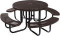 COATEDOUTDOORFURNITURE Heavy-Duty Portable Outdoor Picnic Table with Umbrella Hole, Punched Steel Commercial-Grade Patio Dining Furniture Made in America (46" Round Top, Brown)