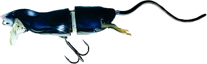 Savage Gear 3D Rad Rat Fishing Bait, 1/2 oz, Black, Realistic Contours, Colors & Movement, Durable Construction, Versatile Rigging Options, Dual Treble Hook Configuration
