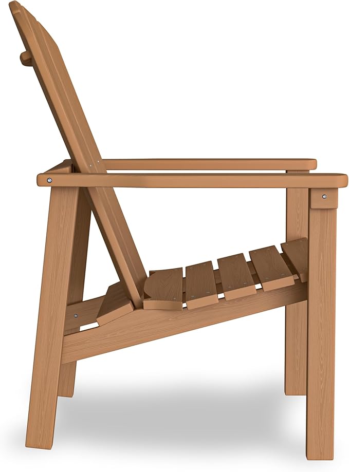 nevilywood Compact Stackable Adirondack Chairs Set of 2, 26.3" Wide HDPE Outdoor Patio Chairs - Durable, Space-Saving Design for Porch, Lawn or Garden, Teak