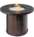 Outdoor GreatRoom Co Propane Fire Pit Table - Stonefire Gas Fire Pits for Outside Patio - 31" Round Composite Firepit Fire Table, Matching Tabletop Cover, Aluminum Frame Mesh Base, 55,000 BTU - Brown
