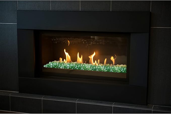 Stanbroil 10-Pound Fire Glass Beads - 1/2 inch Luster Fire Glass Drops for Fireplace Fire Pit | Gas Log Sets | Landscaping | Fish Tank, Emerald Green Luster