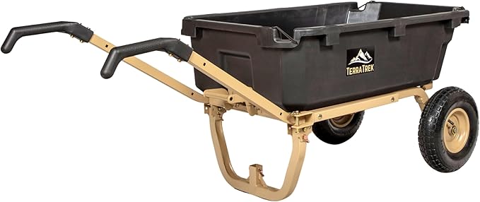 Heavy-Duty Garden Cart on Wheels – 7 Cu. Ft. 2-in-1 Utility Wagon & Wheelbarrow, Push or Tow Design, 600 lb. Capacity, All-Terrain Utility Cart with 13" Pneumatic Wheels