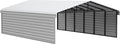Arrow Carports Galvanized Steel Carport, with 2-Sided Enclosure, Compact Car Metal Carport Kit, 20' x 29' x 9', Eggshell