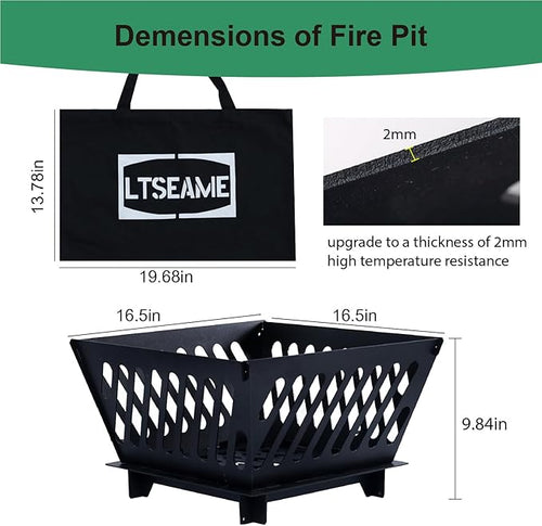 17 inch Portable Fire Pit for Outside Collapsible Plug Fire Pit Suitable for Camping, Picnics, Courtyards, Garden Bonfires and Outdoor Firewood with Storage Bag