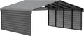 Arrow Carports Galvanized Steel Carport, with 2-Sided Enclosure, Compact Car Metal Carport Kit, 20' x 20' x 7', Charcoal