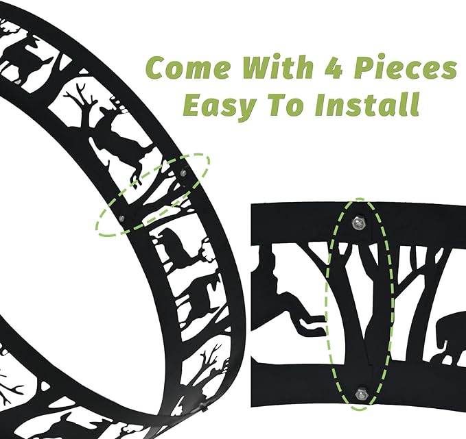 Fire Ring, Fire Pit Ring for Outdoors 36x9IN, Firewood Burning Ring for Patio Backyard, Openwork Fire Ring for Camping