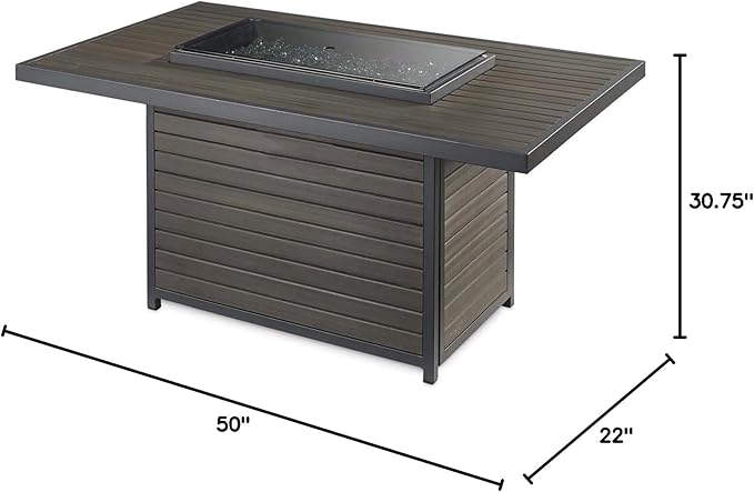 The Outdoor GreatRoom Company Brooks Fire Pit Table with Electronic Ignition (BRK-1224-19-K-CF-DSI-LP), Propane, 30.75x50-Inches