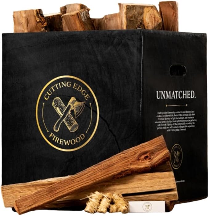 Orchard Apple Firewood Box by Cutting Edge – 16" Kiln-Dried Logs for Fireplaces & Hearths | Subtle, Fruity Aroma & Warm Glow | Includes Fire Starters, Kindling & Matches | Ideal for Pork & Poultry