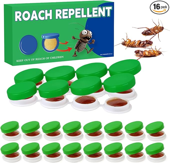 16PCS Roach Repellent, Cockroach Repellent and Gel for Roach Nest of Indoor Infestations, Effective Solution for Small to Large Cockroaches, Ready to Use, Ideal for Hidden Areas