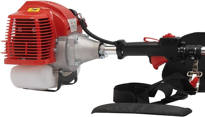 2 Cycle Weed Wacker Gas Powered Grass Trimmer, 2 in 1 43CC Straight Shaft String Trimmer Weed Eater, Air-Cooled Gasoline Brush Cutter Lawn Edger with 2 Blade Heads for Weeds & Grass Cutting