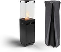 Planika Faro 41,000 BTU Propane Patio Heater 59" Modern Freestanding Glass Tower with Wheels, Smokeless 360° Flame, Cover & Regulator Included for Commercial & Residential Outdoor Spaces