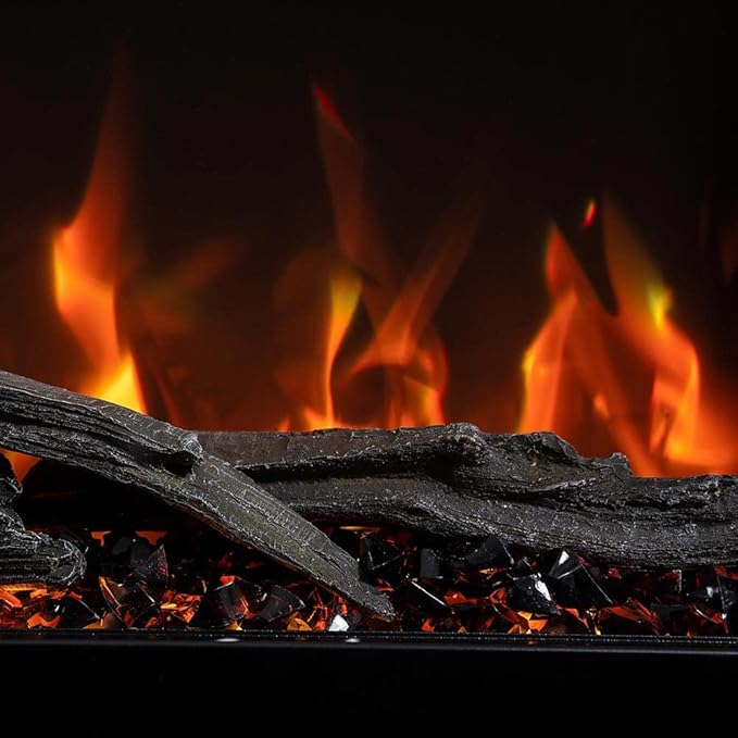 Modern Ember Highmark 60 Inch Smart Linear Electric Fireplace - Premium Flame with 10 Colors, Sleek Hidden Vent Design, Install Recessed in-Wall or Wall-Mount, WiFi Enabled.