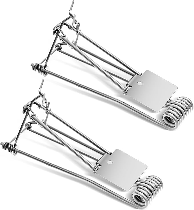 Qualirey 2 Pcs Outdoor Gopher Trap Easy Set Mole Trap Weather Resistant Gopher Killer Vole Killer for Lawn Garden Farm (Silver)