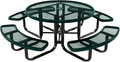 COATEDOUTDOORFURNITURE Heavy-Duty Portable Outdoor Kids Table with Umbrella Hole, Expanded Metal Kids Picnic Table, Commercial-Grade, Made in America (46 in, Round, Childrens, Textured Dark Green)