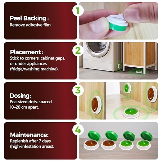 36 Pack Roach Repellent Killer Indoor Infestation, Powerful Attraction Cockroach Bait Gel Stations, Quick Kill Formula, Easy to Apply Cockroach Killer for Home Control, Ideal for Kitchens, Bathrooms