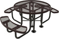 COATEDOUTDOORFURNITURE Heavy-Duty Portable Outdoor Picnic Table with Umbrella Hole, Expanded Metal Patio Dining Furniture Made in America (46" Round Top, Brown)