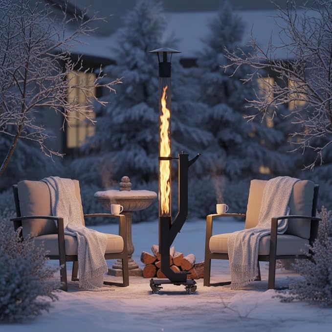 yoyomax Wood Pellet Patio Heater,Outdoor Pellet Heater,Portable Wood Pellet Fire Pit with Ash Tray Patio Rocket Stove for Backyard Camping Garden Balcony PH08PRO