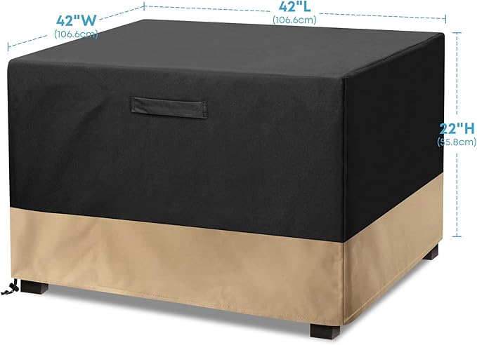 Stanbroil 42-Inch Square Fire Pit Cover, Waterproof Patio Cover for Outdoor Fire Pit Table, Fire Bowl, Patio Furniture, Waterproof, Black