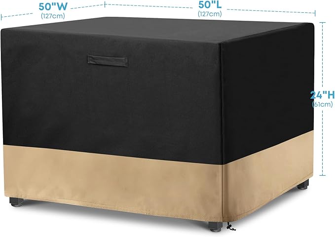 Stanbroil 50-Inch Fire Pit Cover, 600D Waterproof Patio Square Cover for Outdoor Fire Pit Table, Fire Bowl, Patio Furniture, Waterproof, Black