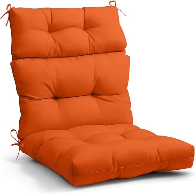 EAGLE PEAK Tufted Outdoor/Indoor High Back Patio Chair Cushion, Set of 1, 46'' x 22'', Burnt Orange
